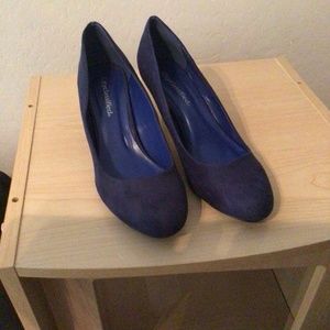 Blue suede heels